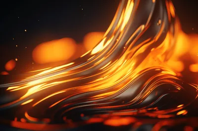 Abstract Liquid Gold Flowing With Glowing Light Reflections
