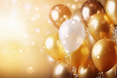 Festive Gold And White Balloons Background