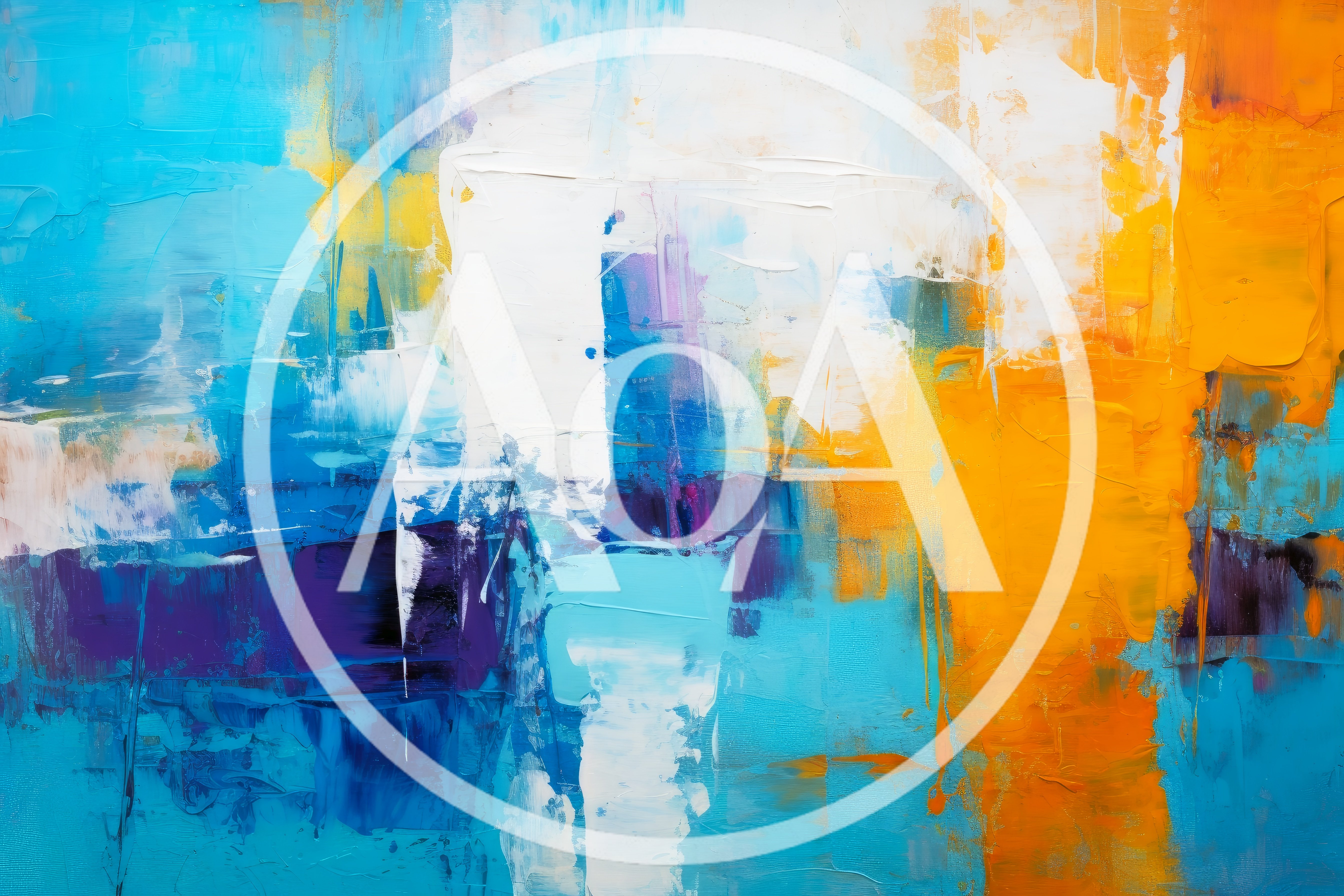 Abstract Oil Painting With Vibrant Blue And Yellow Strokes
