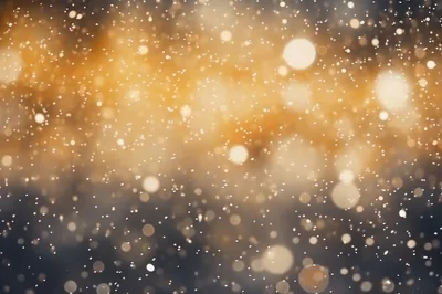 Abstract Golden Bokeh Background With Falling Snow Particles