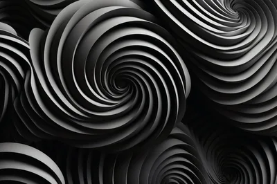 Abstract 3D Monochrome Spiral Wave Pattern