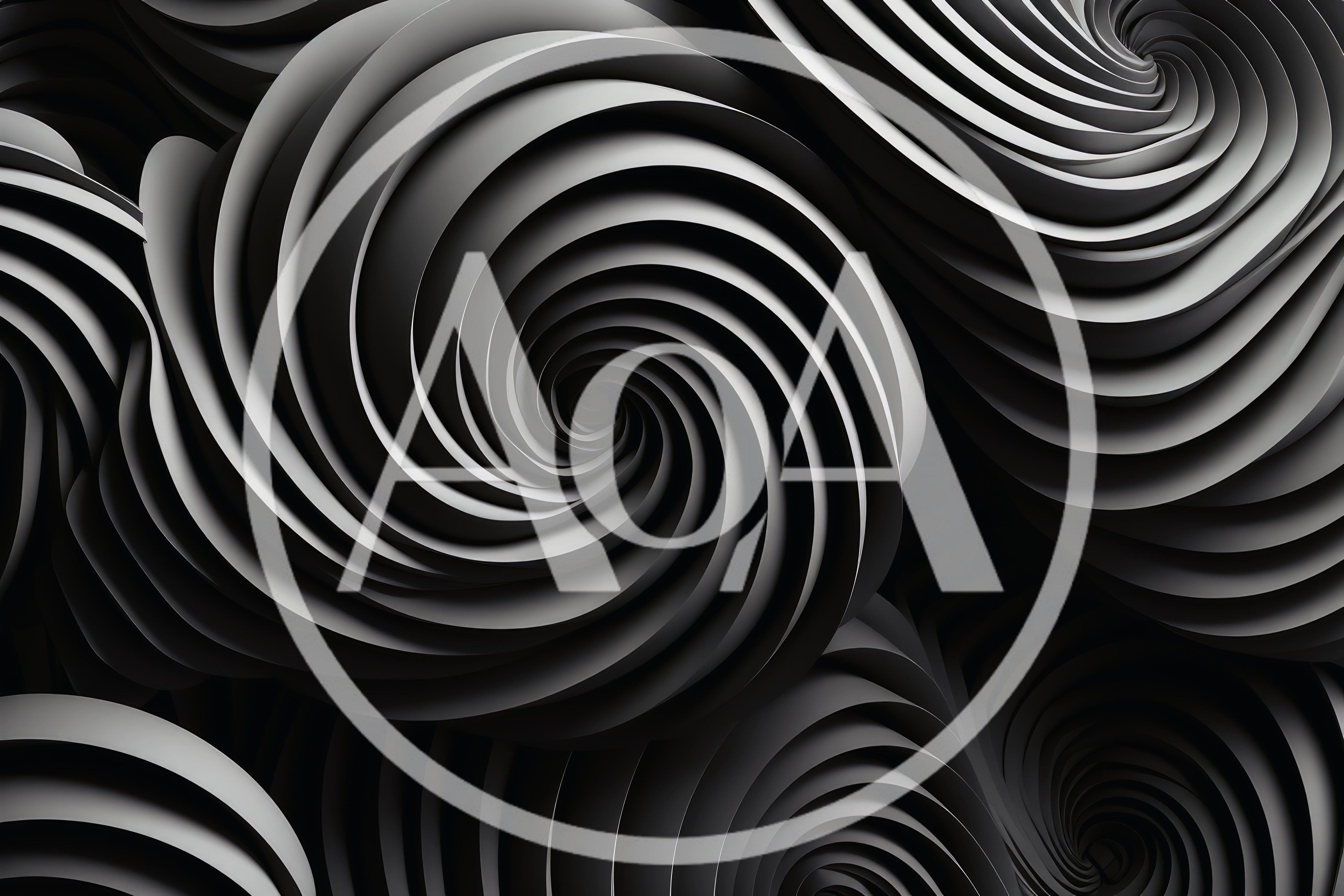 Abstract 3D Monochrome Spiral Wave Pattern