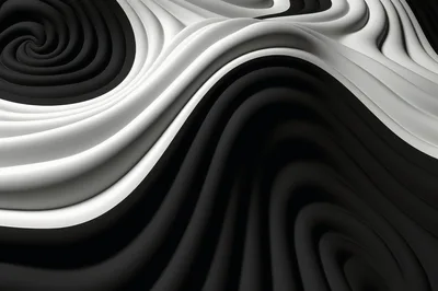 Abstract 3D Wave Pattern With Monochrome Swirls