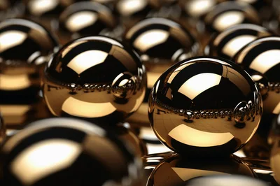 Abstract Background Of Polished Golden Spheres