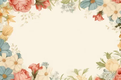 Watercolor Floral Frame With Pastel Flowers