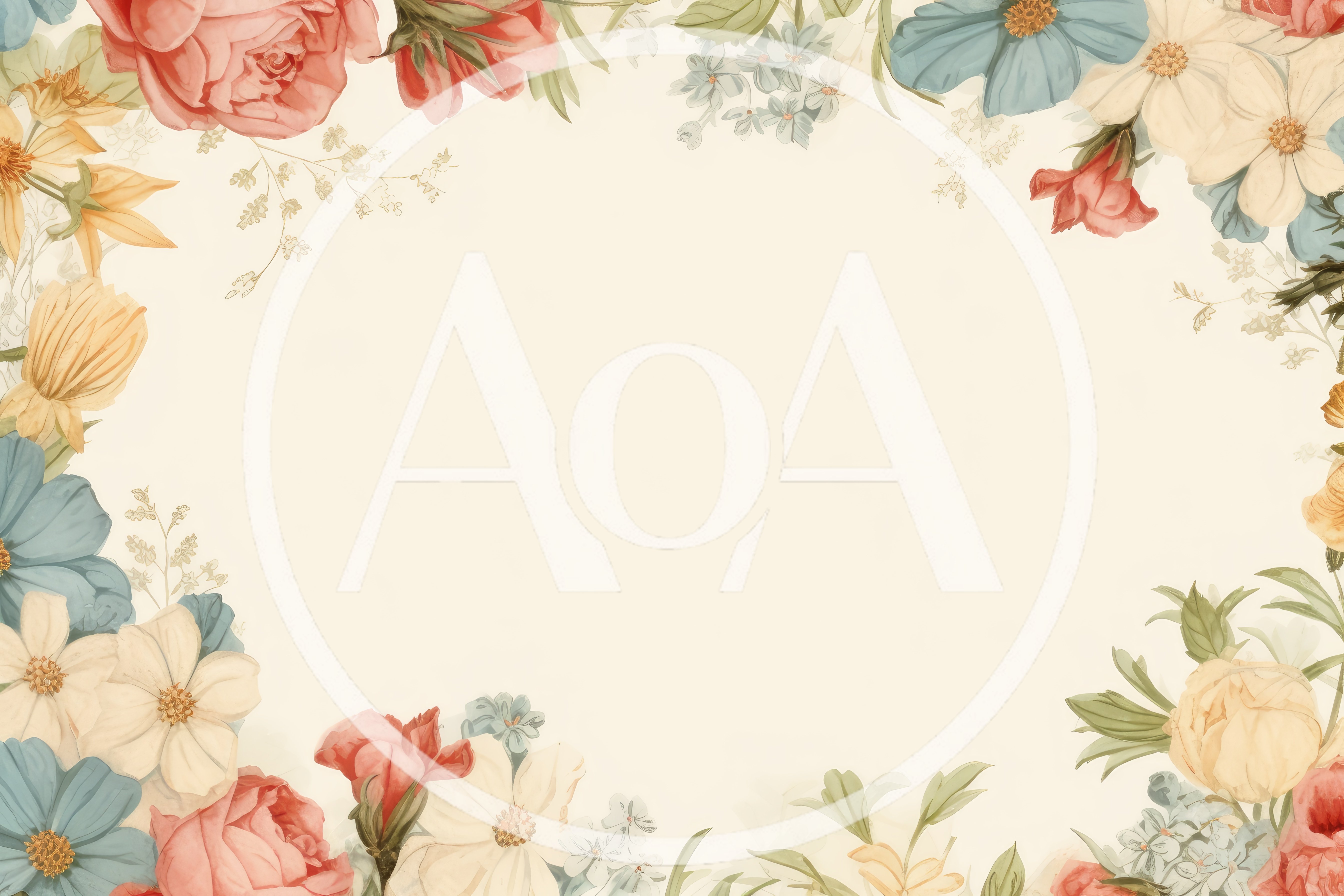 Watercolor Floral Frame With Pastel Flowers