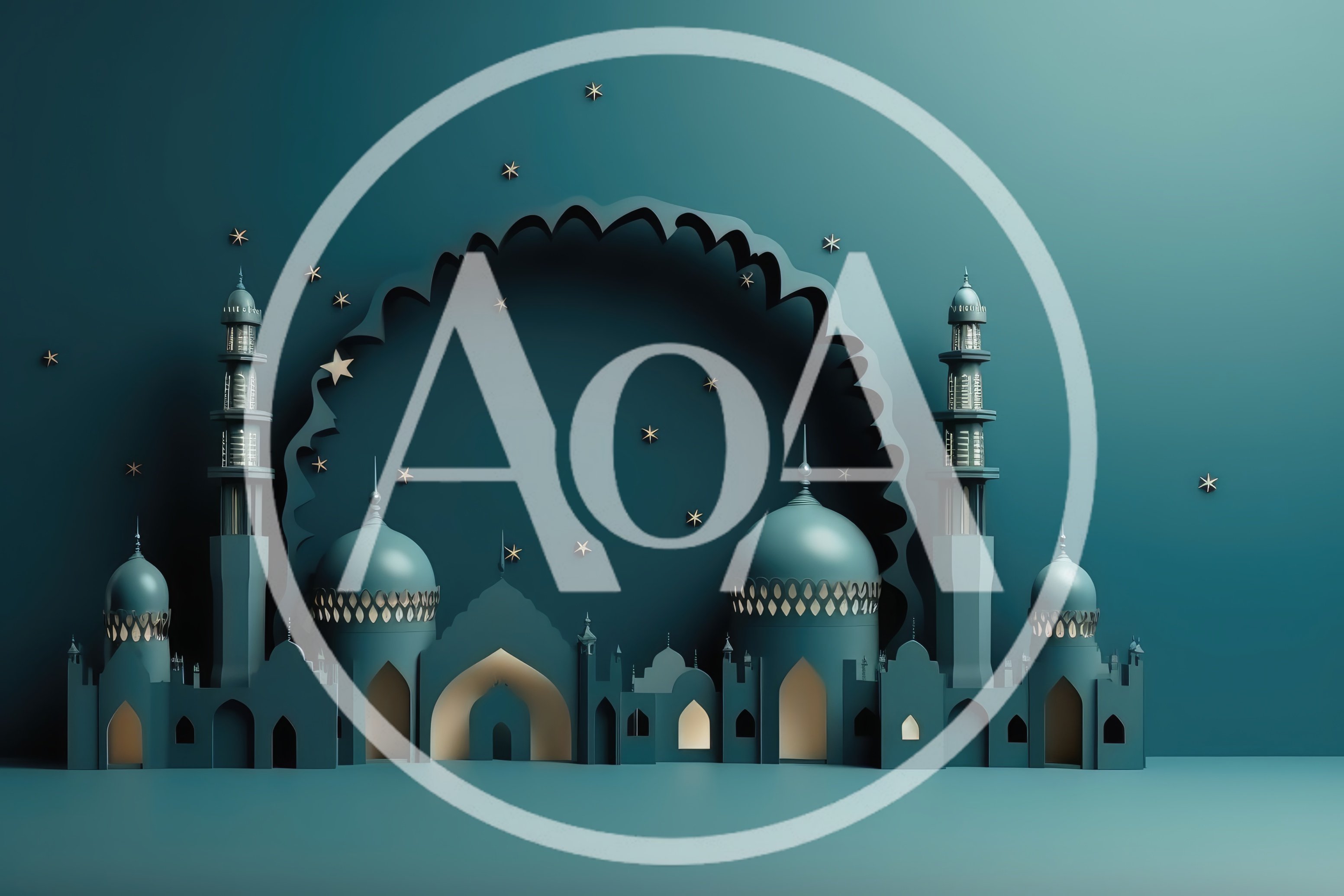3D Paper Cutout Mosque Illustration