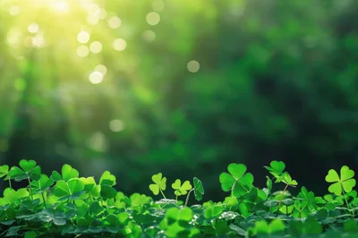 Fresh Green Clover Leaves In Sunlight