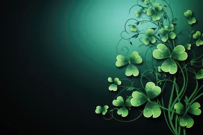 St Patrick Day Shamrock Floral Background