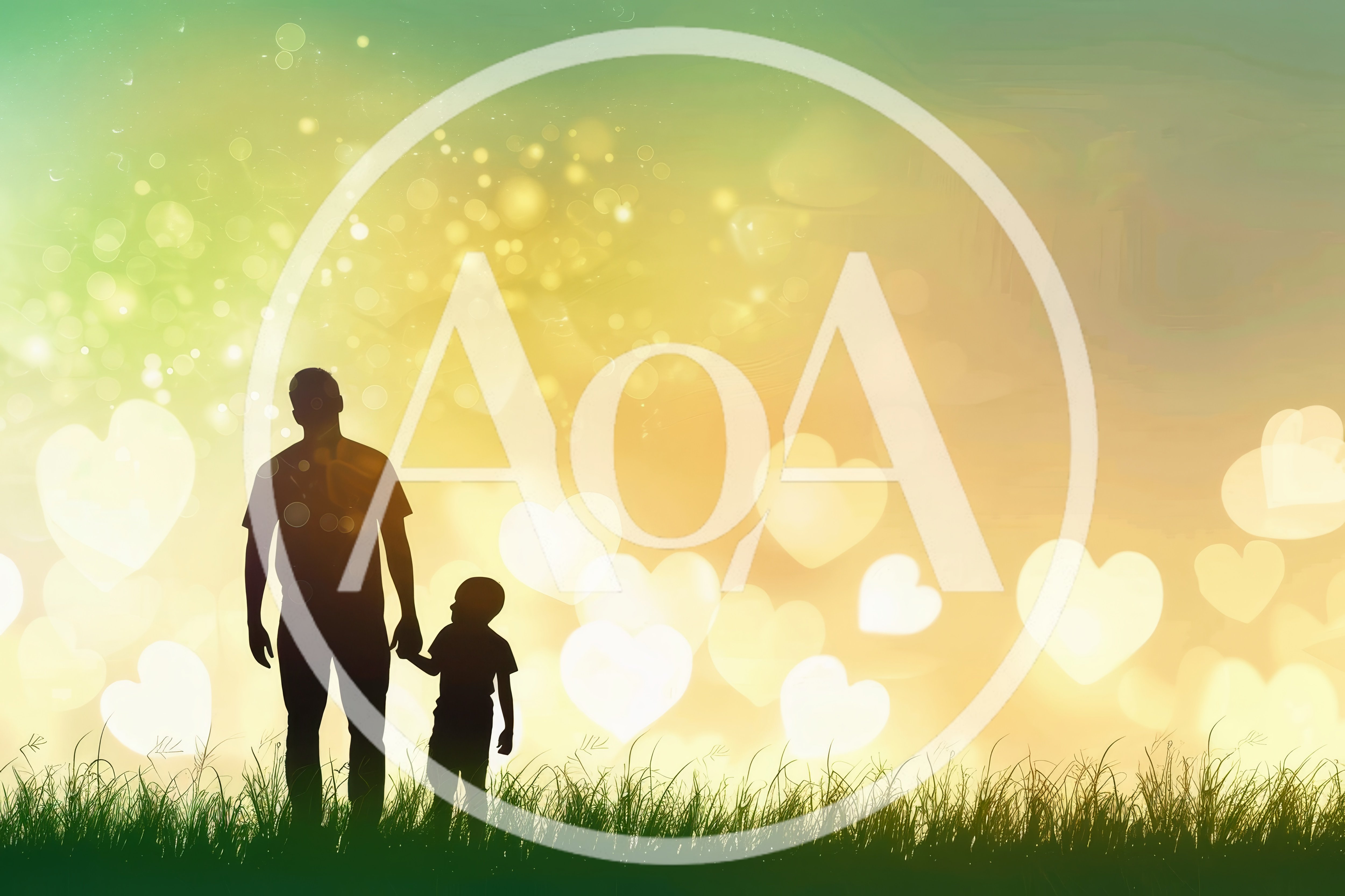 Silhouette of Father and Son Holding Hands in Meadow