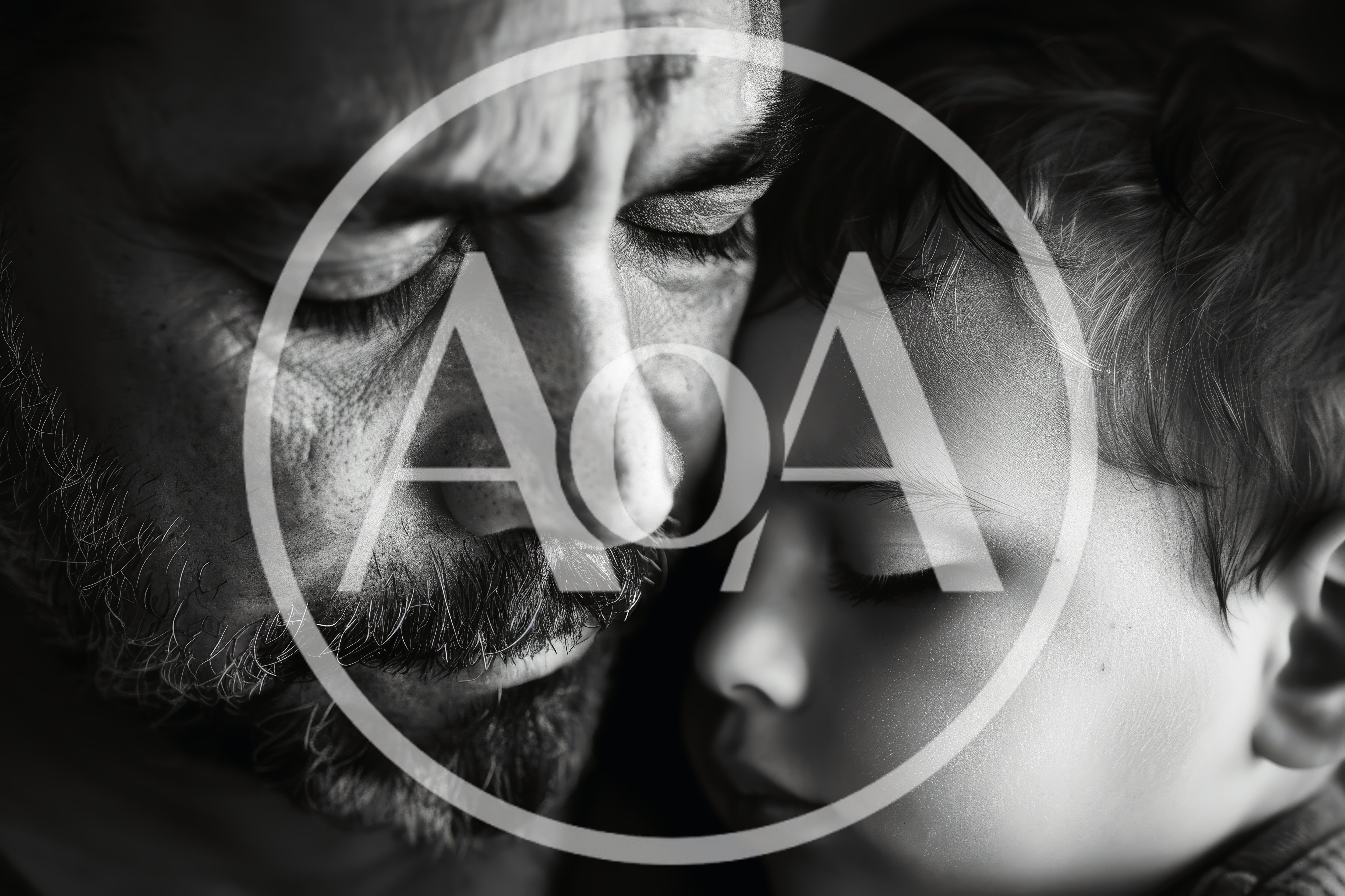 Close Up Portrait Of A Father And Child Embracing