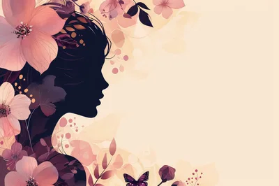 Silhouette Of A Woman Surrounded By Floral Elements