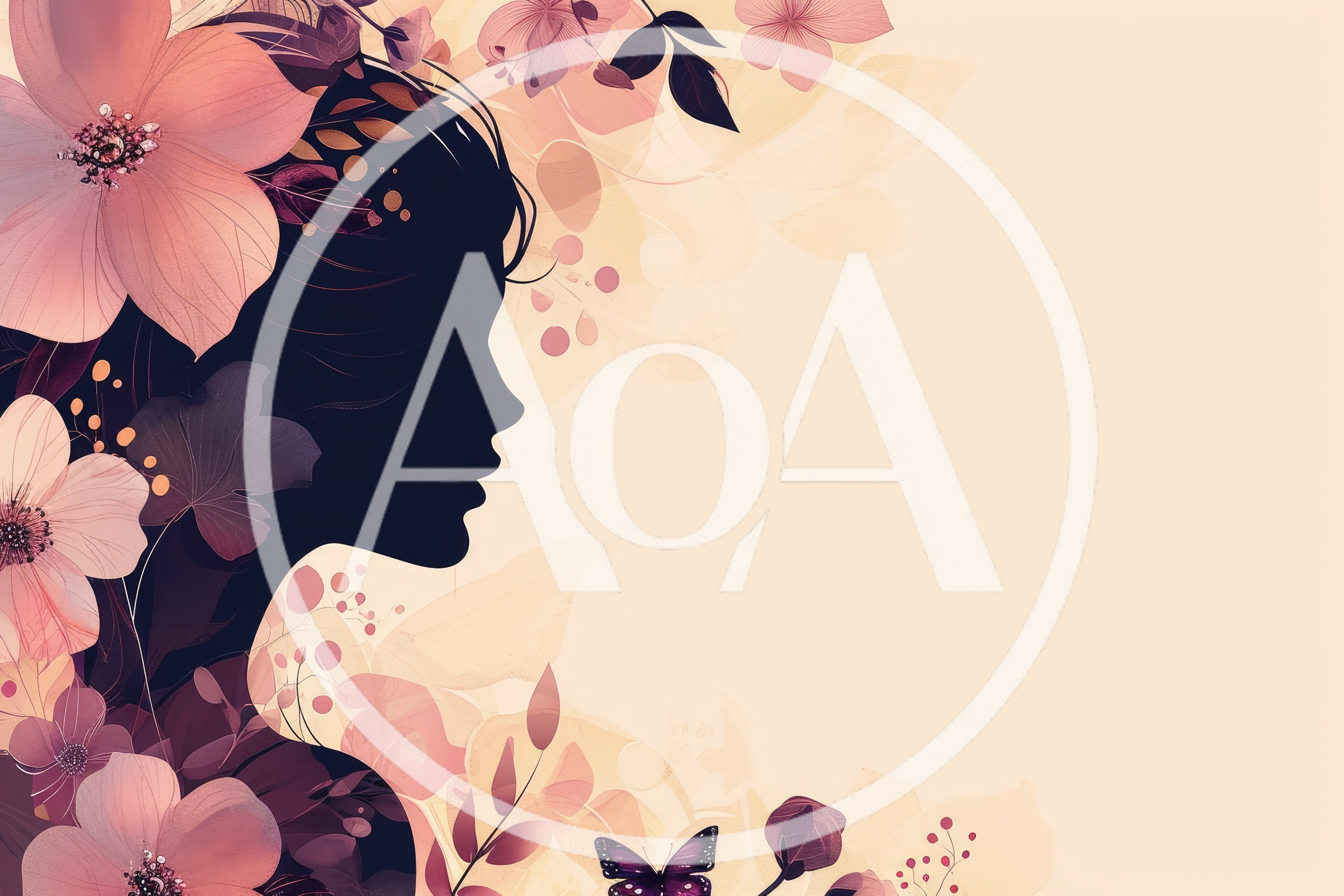 Silhouette Of A Woman Surrounded By Floral Elements