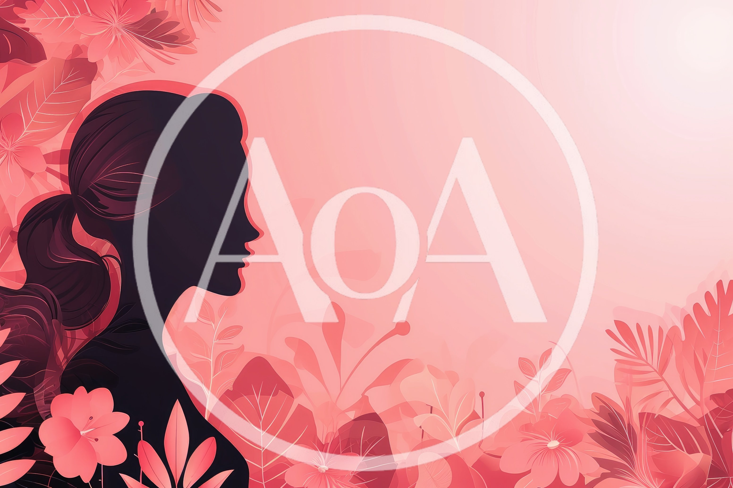 Silhouette Of A Woman Surrounded By Pink Floral Elements