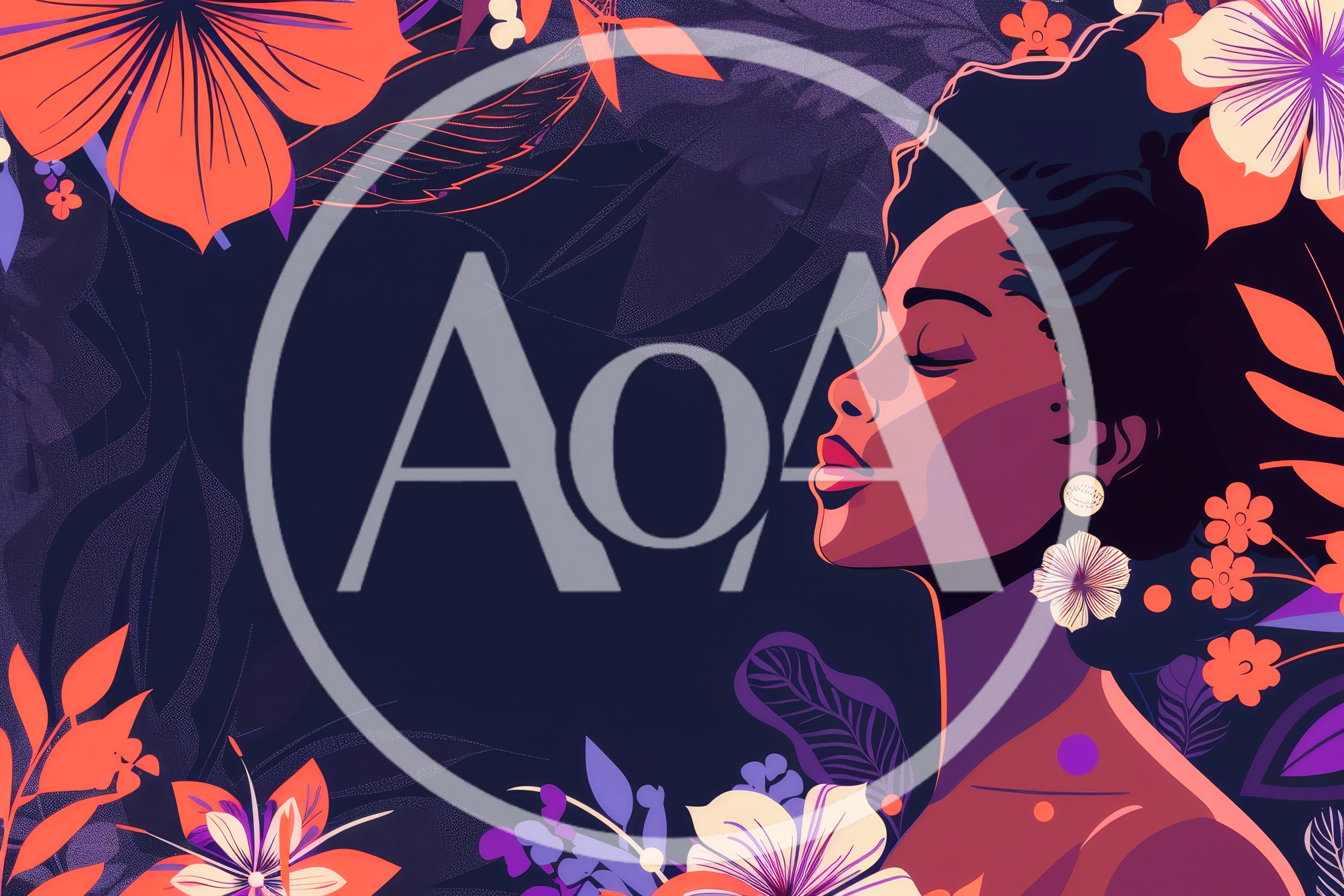 Portrait Of A Woman Surrounded By Tropical Flowers
