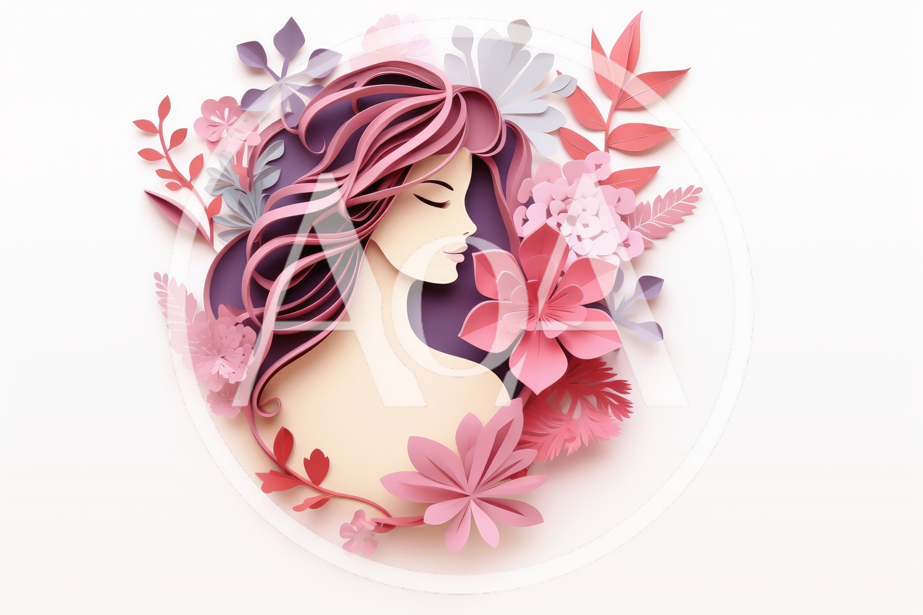 Paper Cutout Illustration Of A Woman With Floral Accents
