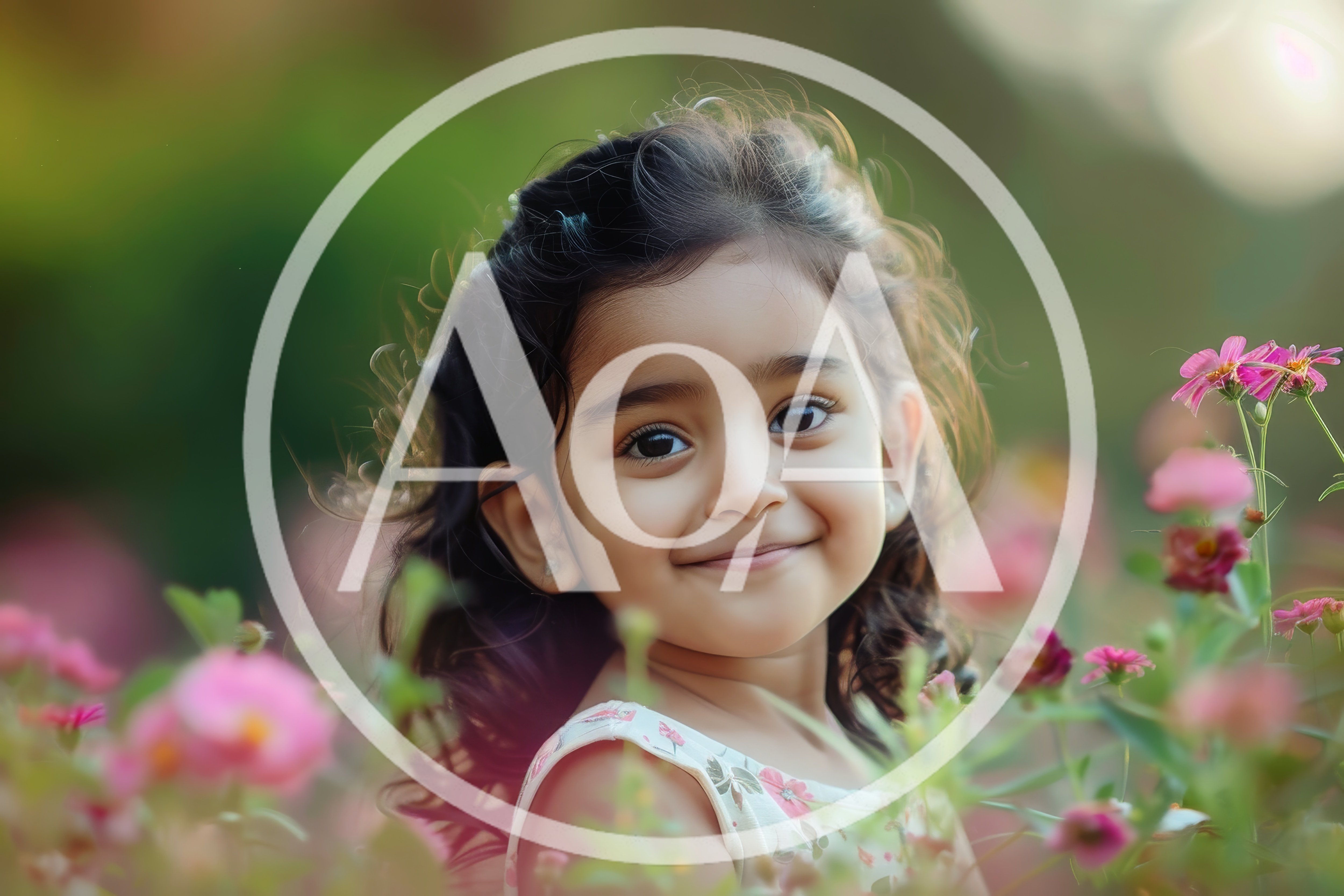 Portrait of a Smiling Young Girl in a Flower Garden