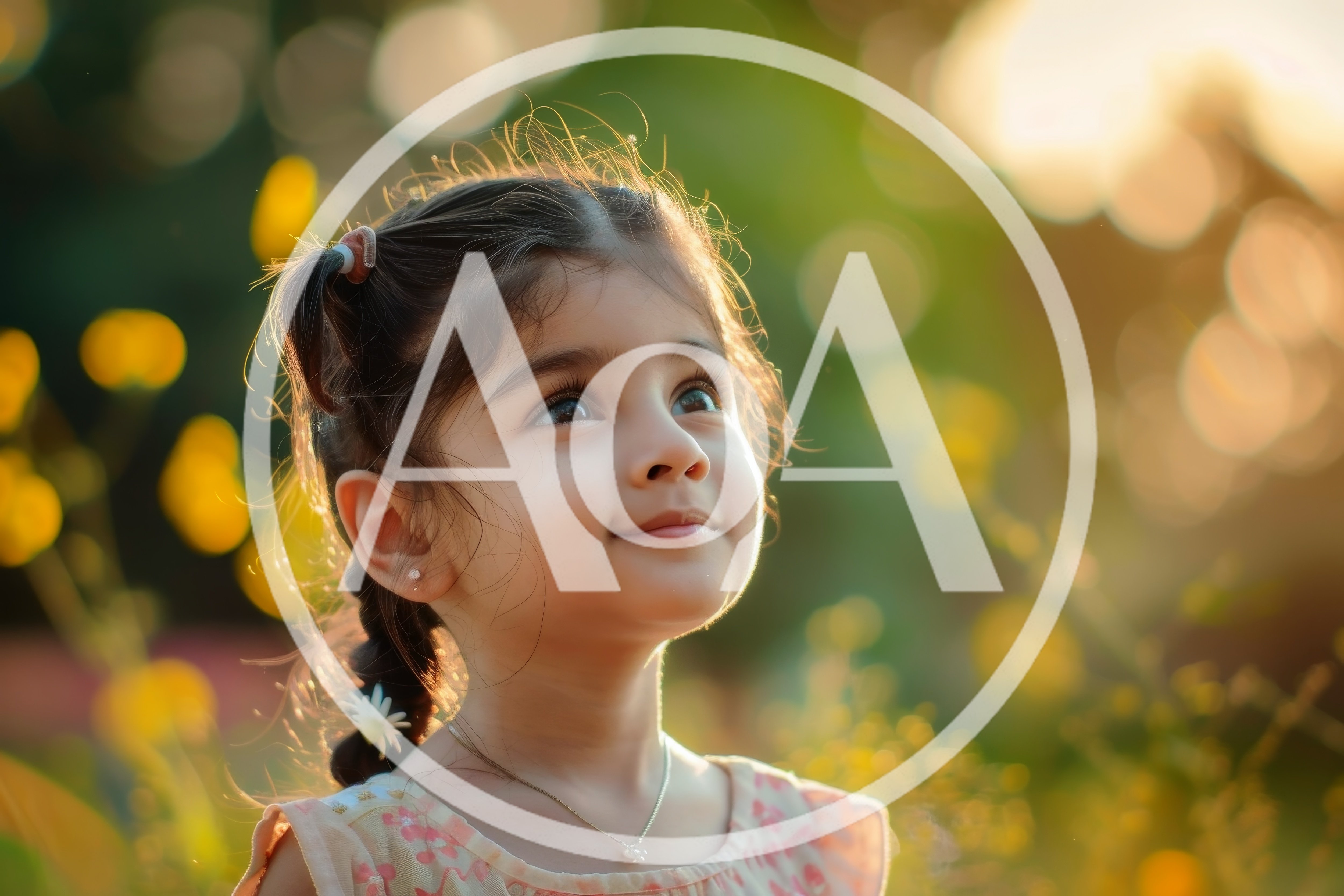 Portrait Of A Little Girl Looking Up Outdoors