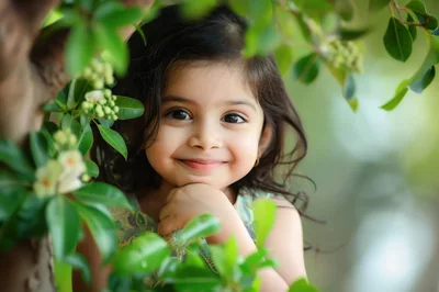 Portrait Of A Smiling Young Girl Outdoors