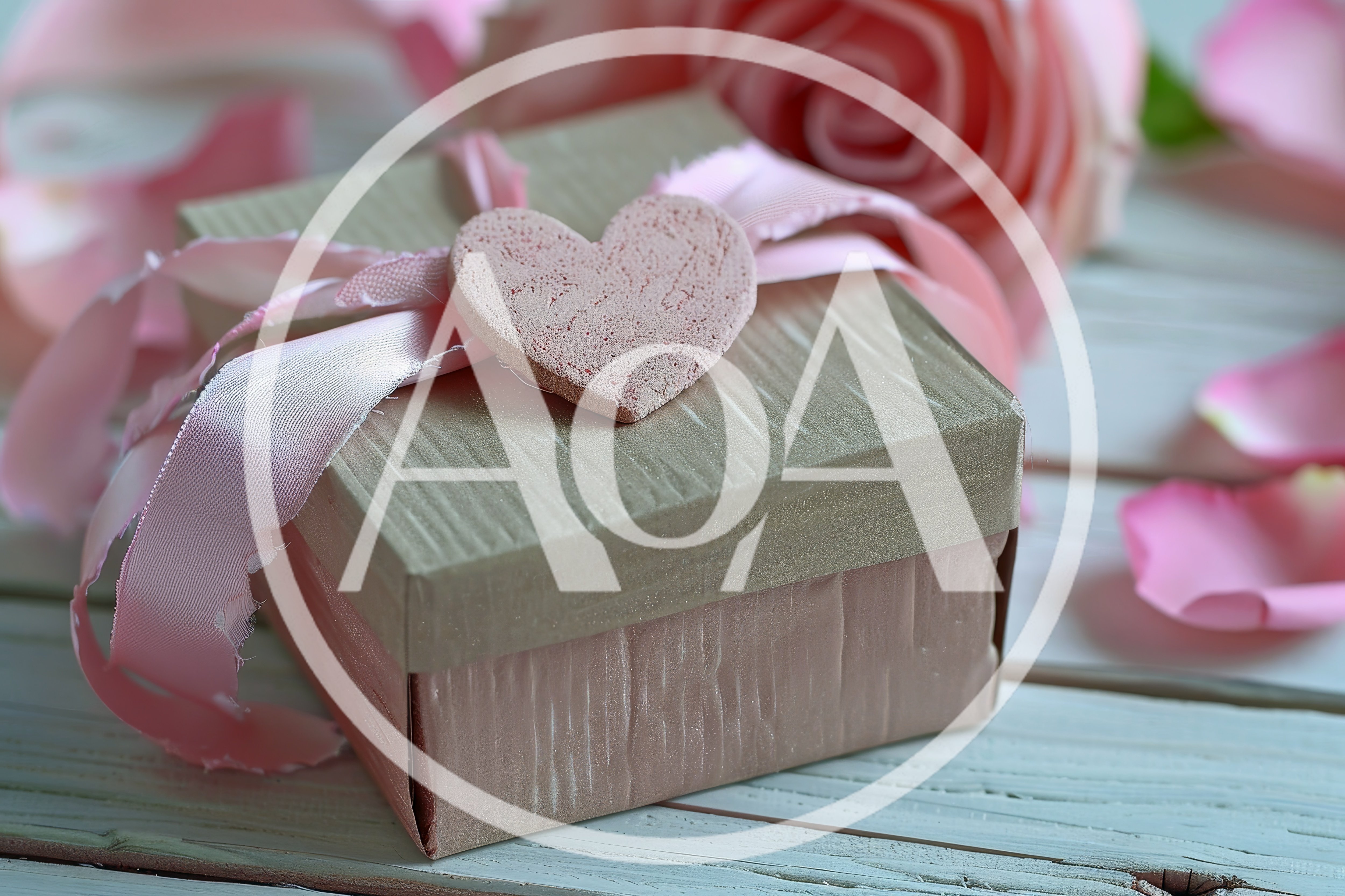 Gift Box With Pink Ribbon And Heart Ornament