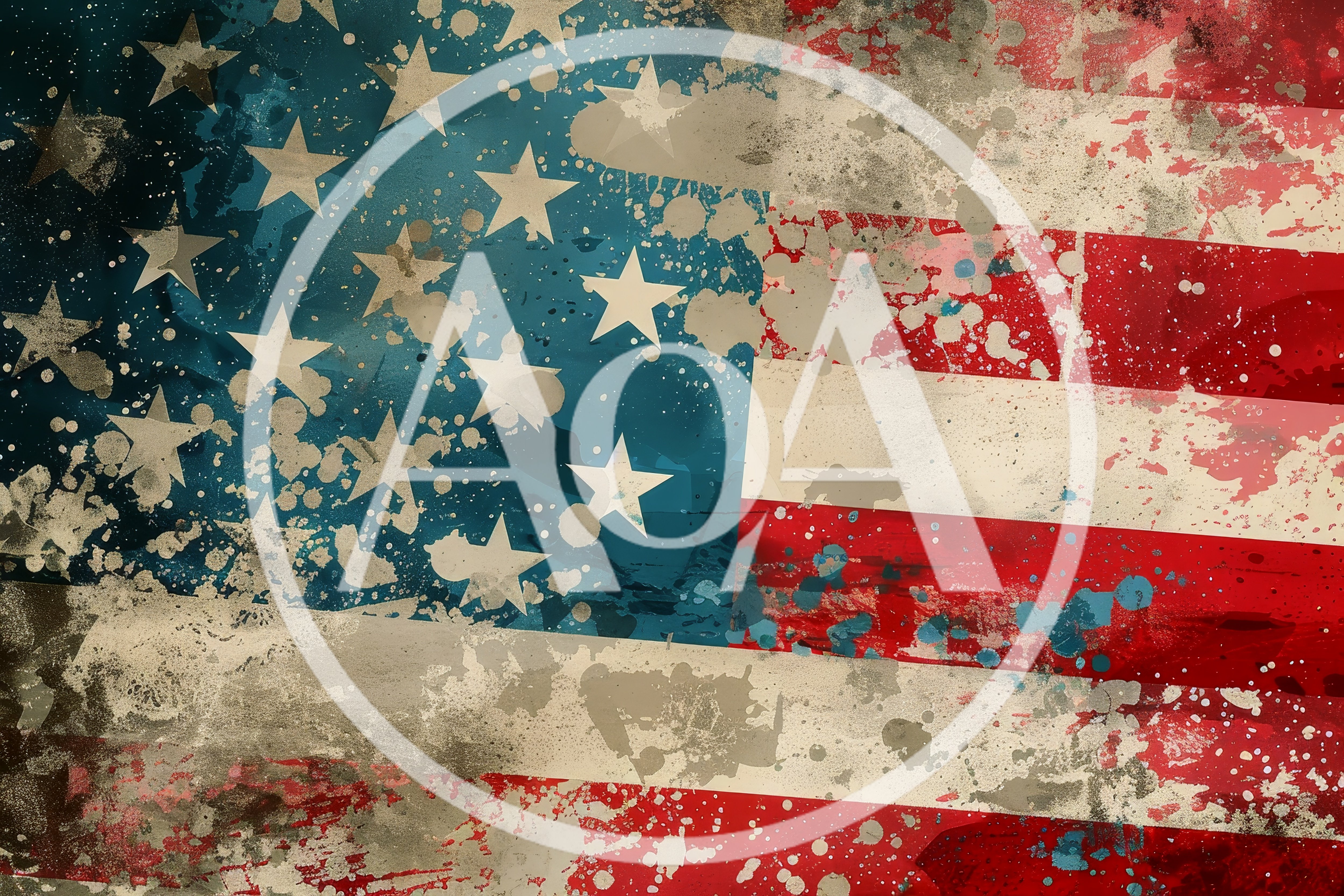 Distressed Grunge American Flag With Paint Splatter Texture