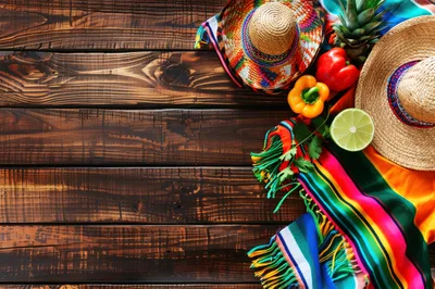 Mexican Fiesta Celebration Flat Lay With Sombreros