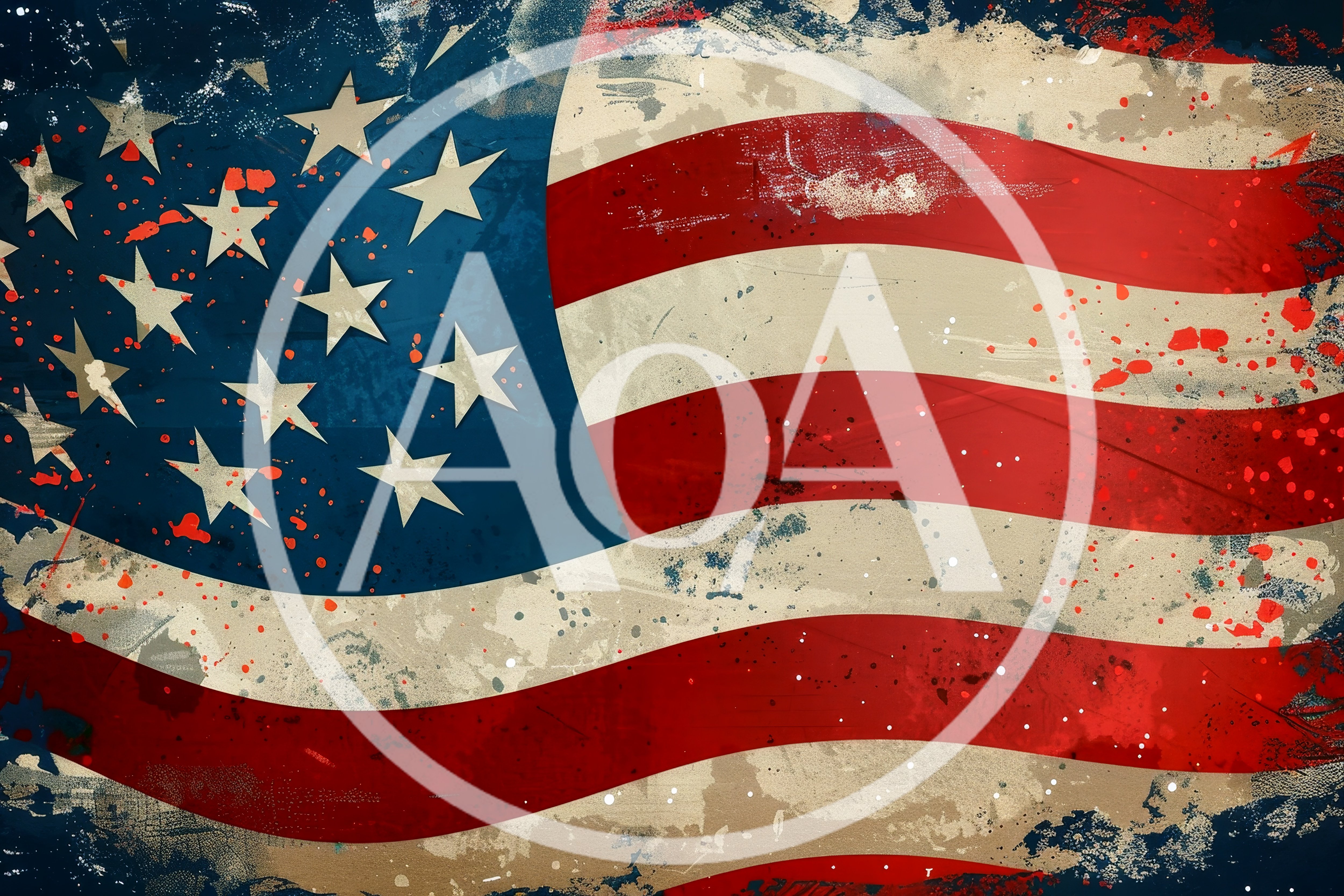 Distressed Grunge American Flag With Paint Splatter Texture