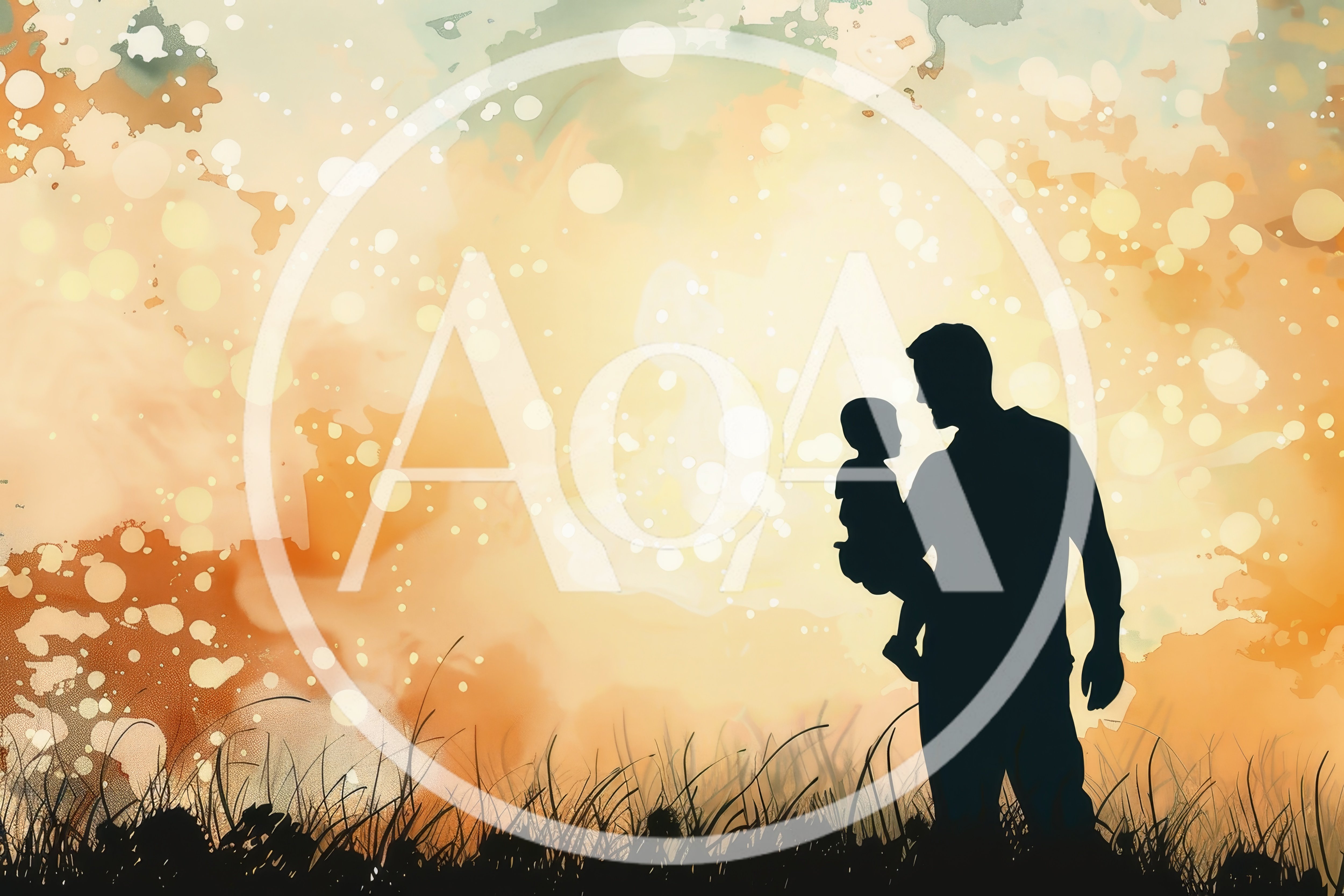Silhouette of Father Holding Baby in Golden Field