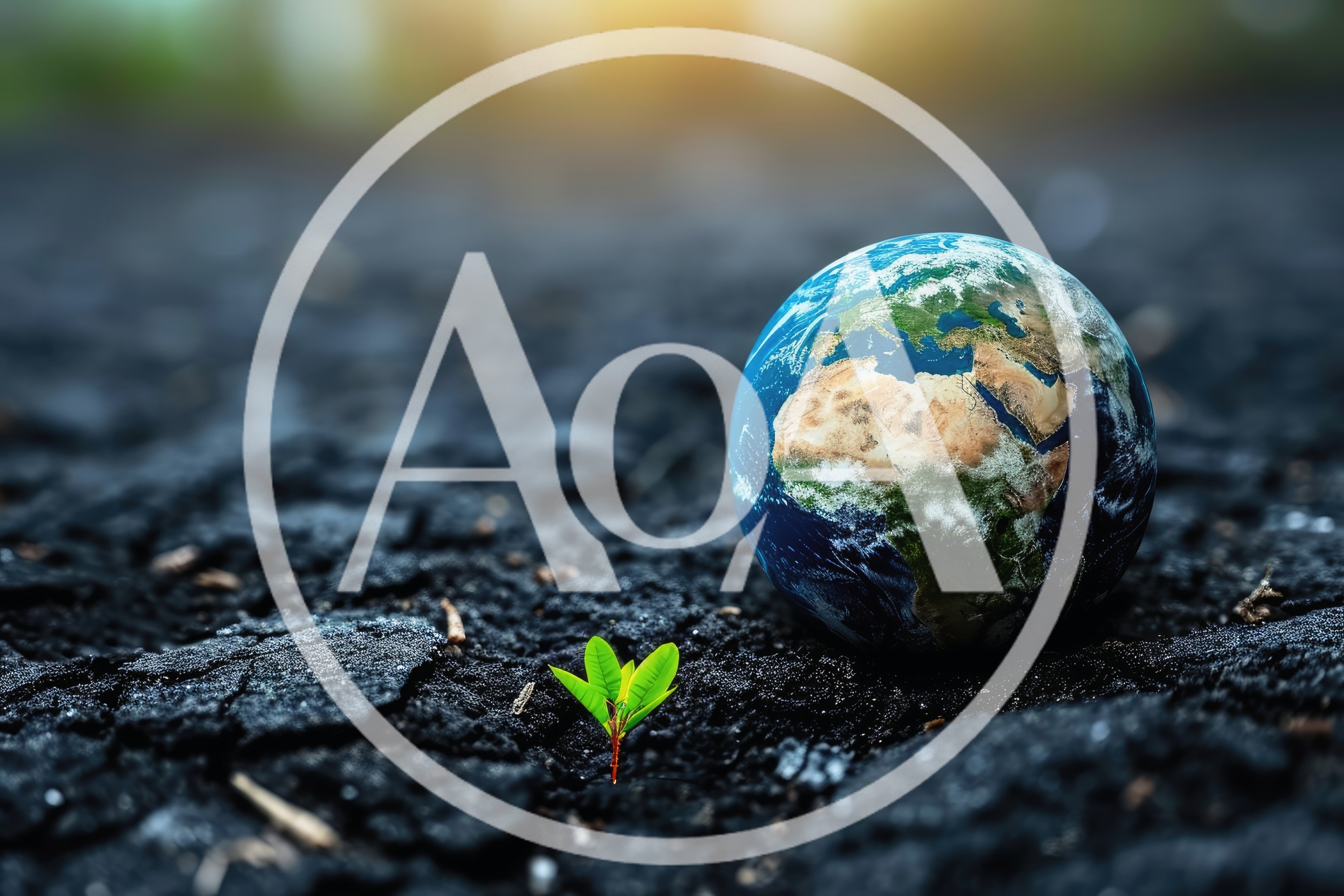 Small Green Plant Growing Beside A Miniature Earth Globe