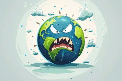 Angry Earth Globe Cartoon Character Illustration