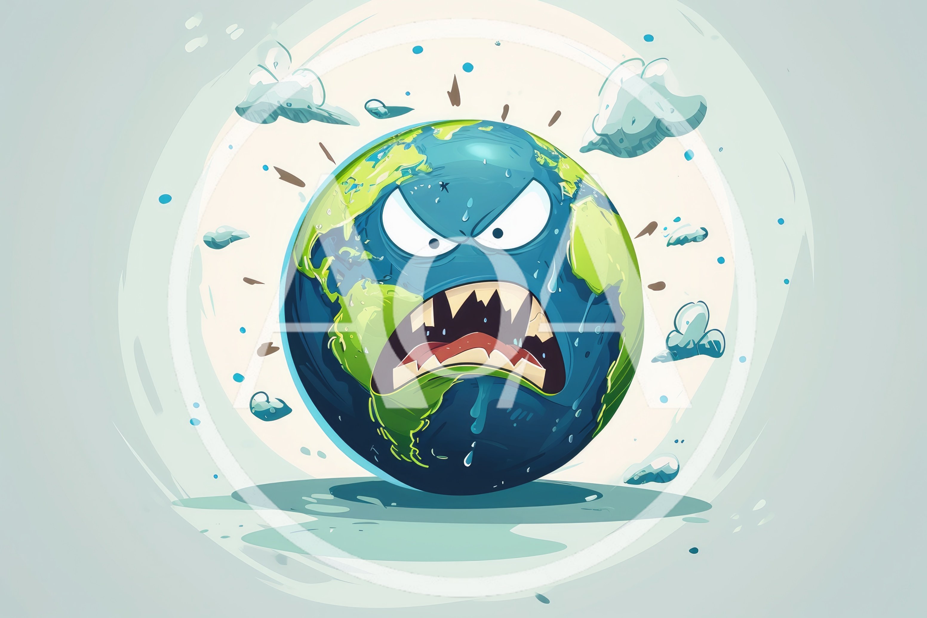 Angry Earth Globe Cartoon Character Illustration