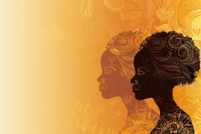 Stylized Portraits Of Two Women In Profile