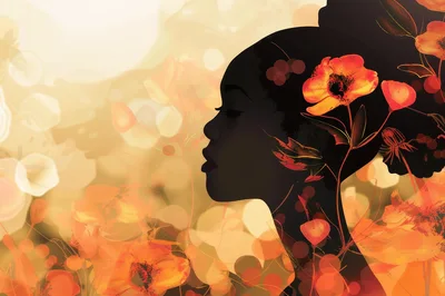 Silhouette Of A Woman With Floral Accents