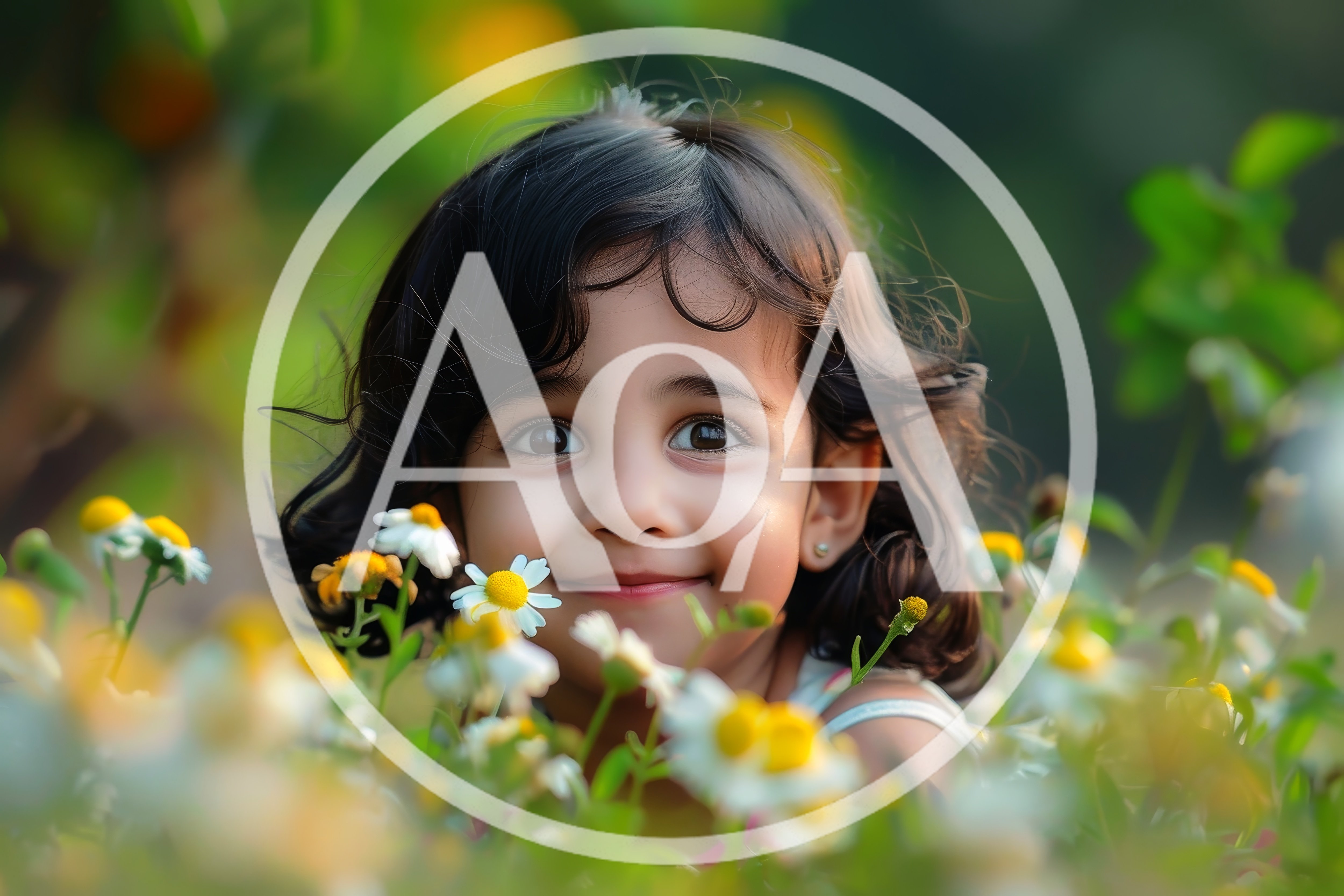 Adorable Little Girl Smiling Among Wildflowers