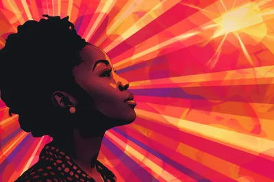 Stylized Portrait Of A Woman Looking Toward The Sun
