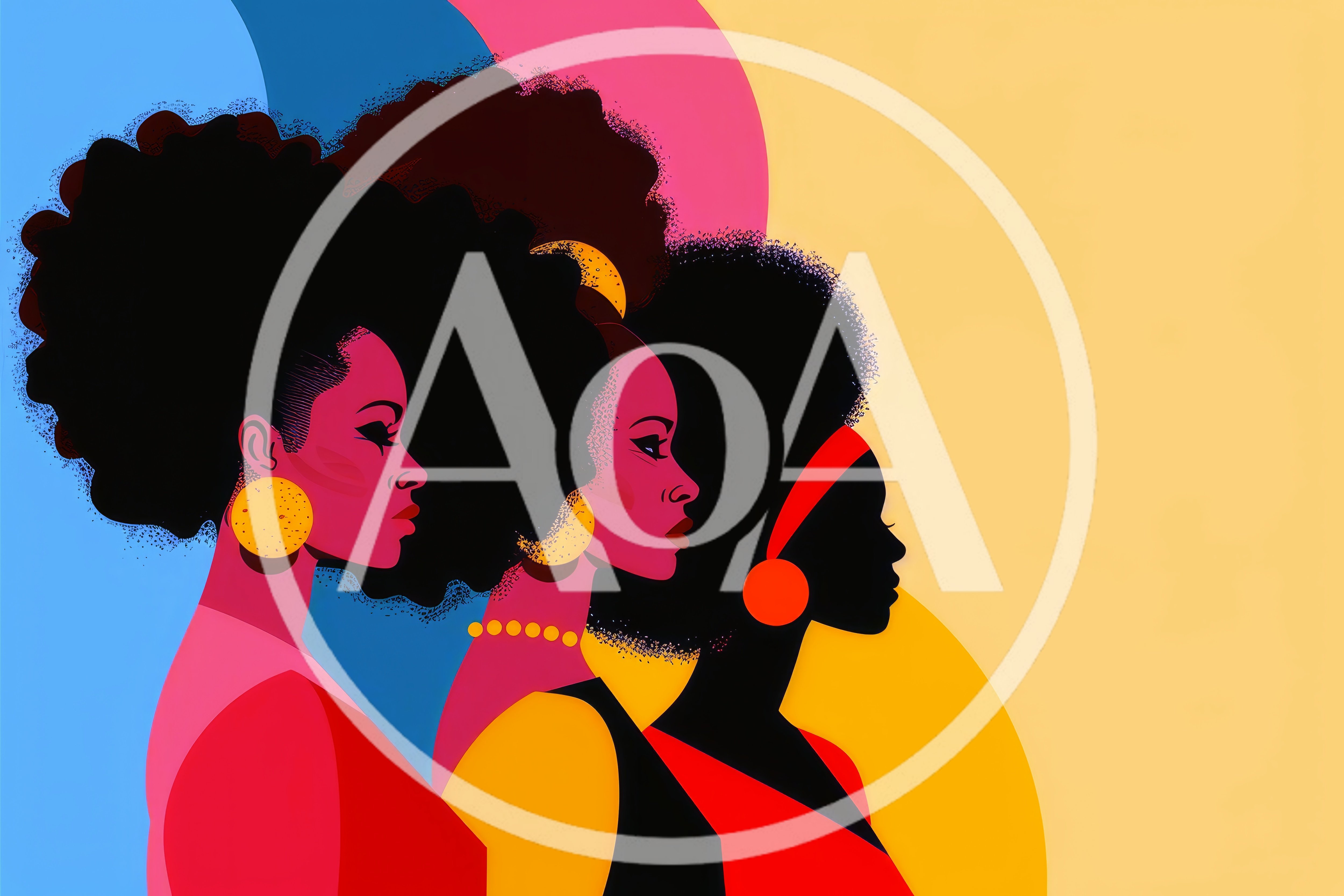 Stylized Illustration Of Three Black Women In Profile