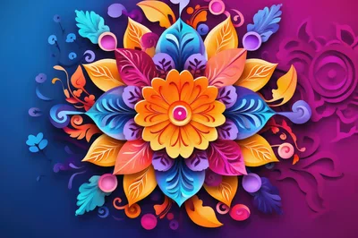 Vibrant Paper Cutout Floral Mandala Design