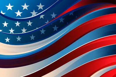 Abstract American Flag Background With Wavy Stripes