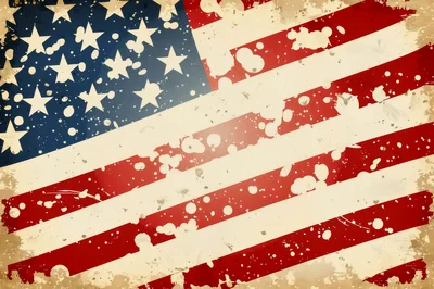 Distressed Vintage American Flag With Paint Splatter Texture