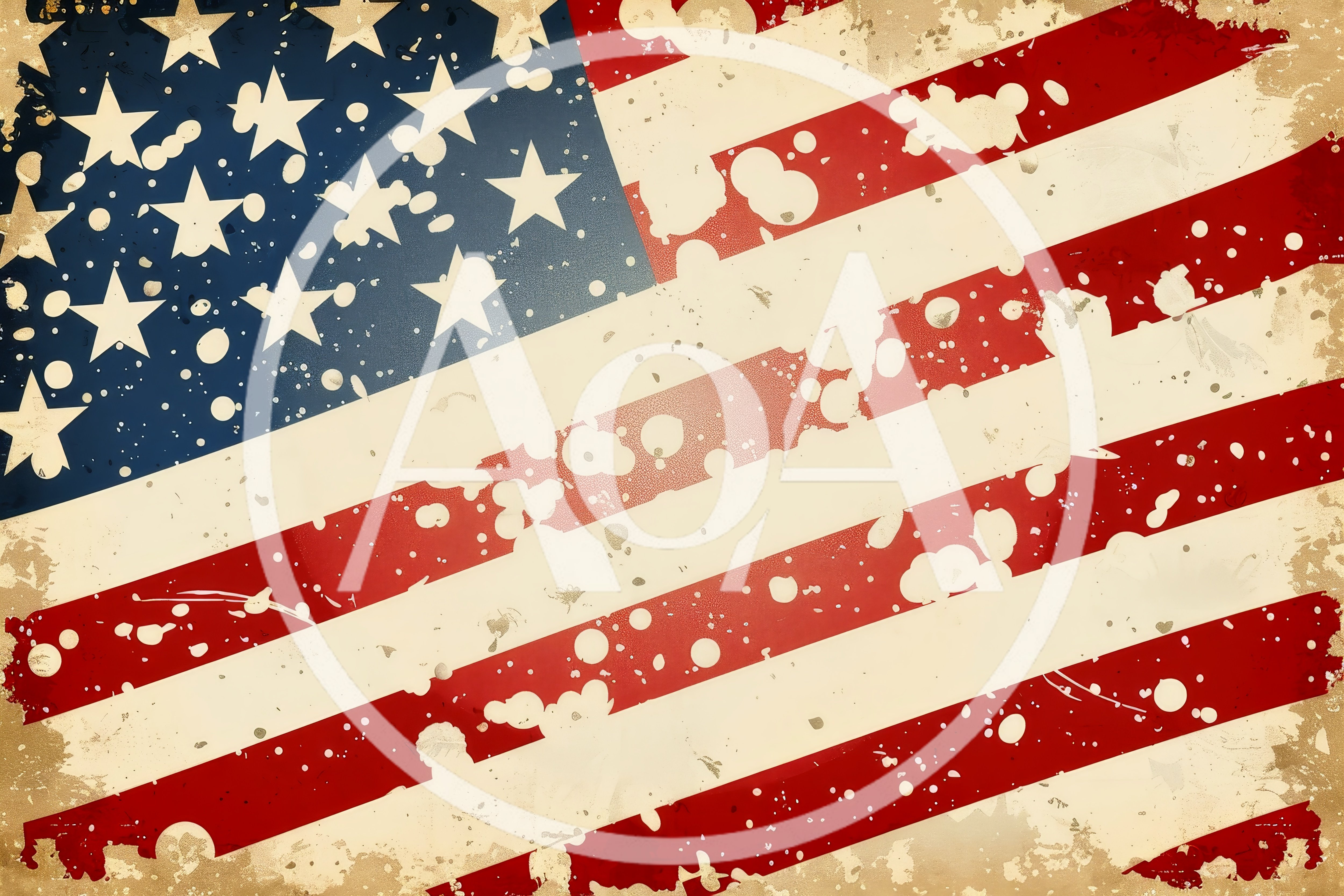 Distressed Vintage American Flag With Paint Splatter Texture