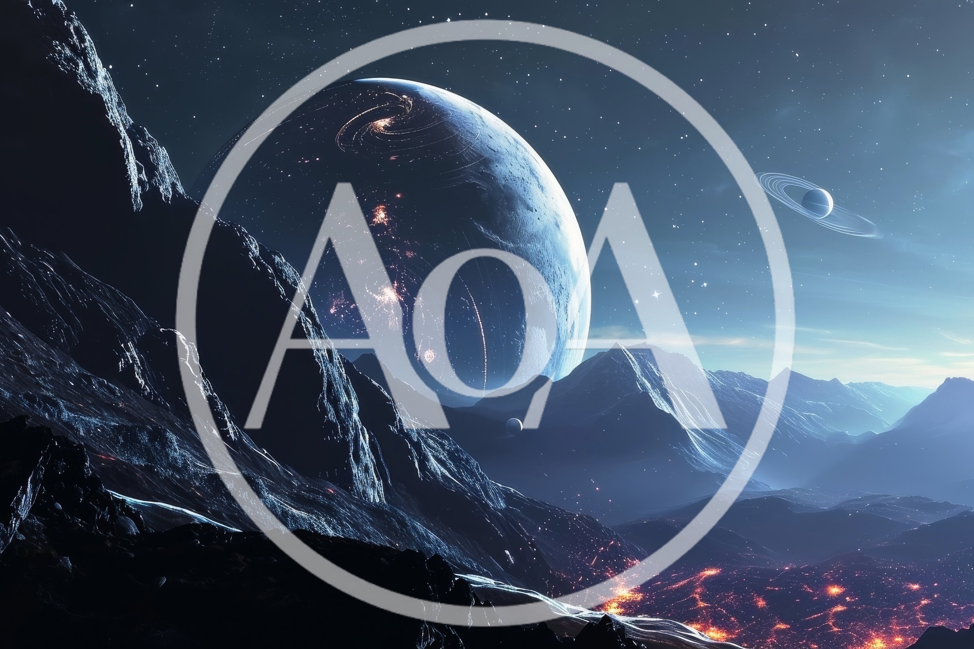 Cinematic Alien Landscape With Glowing Planet And Rings