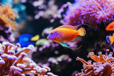 Vibrant Royal Gramma Swimming In A Coral Reef