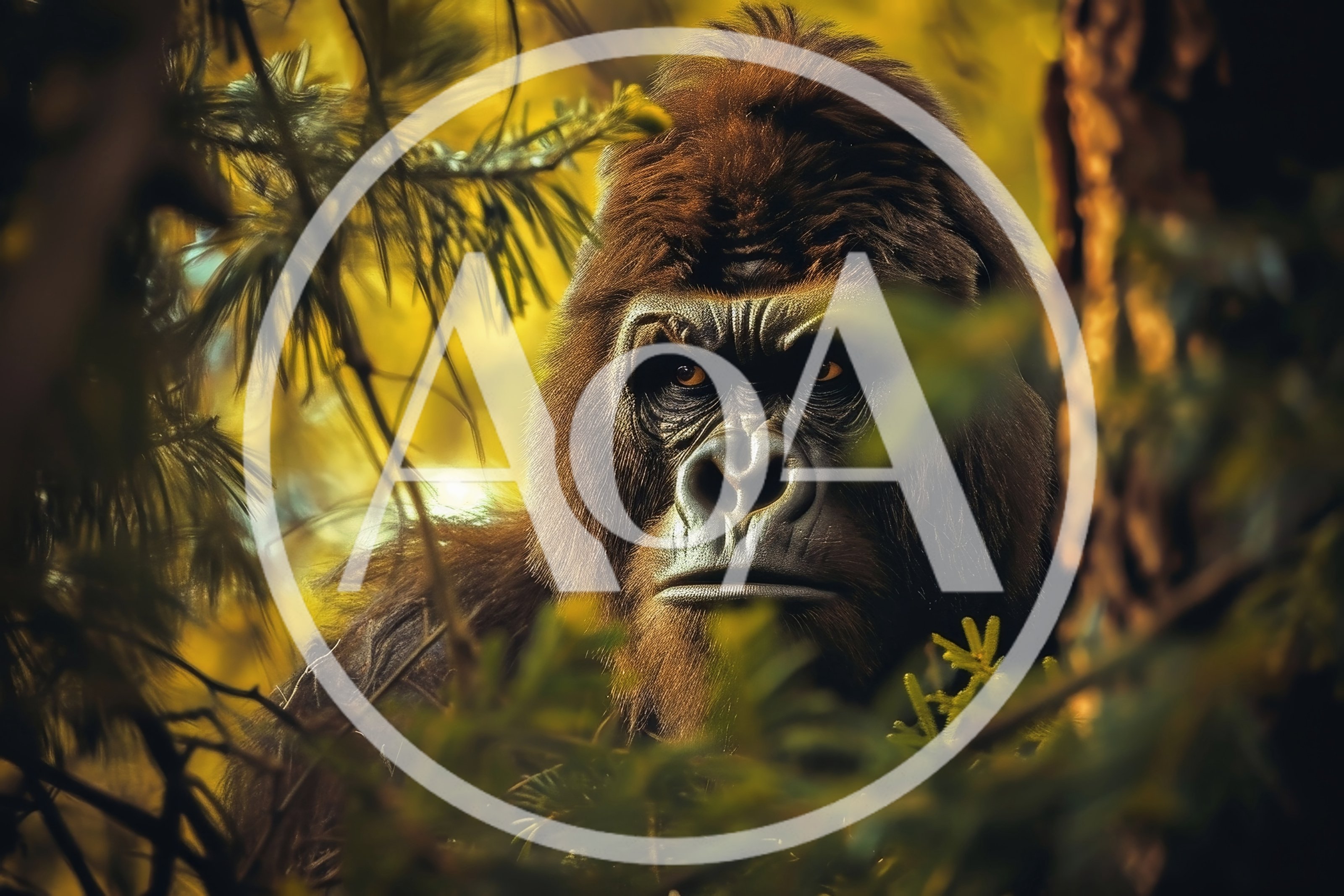 Close Up Portrait Of A Silverback Gorilla In Forest