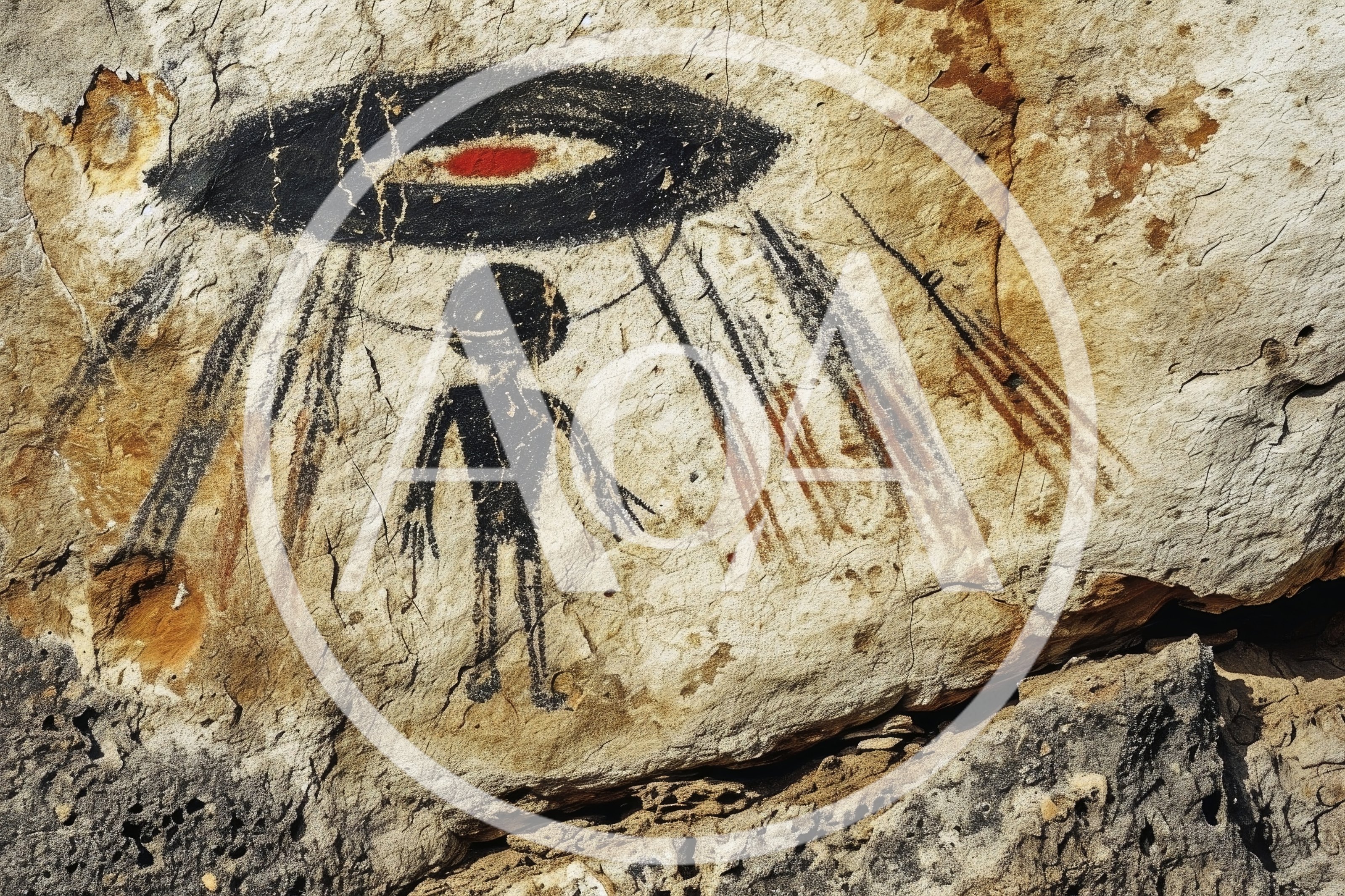 Ancient Cave Painting Depicting An Alien And UFO