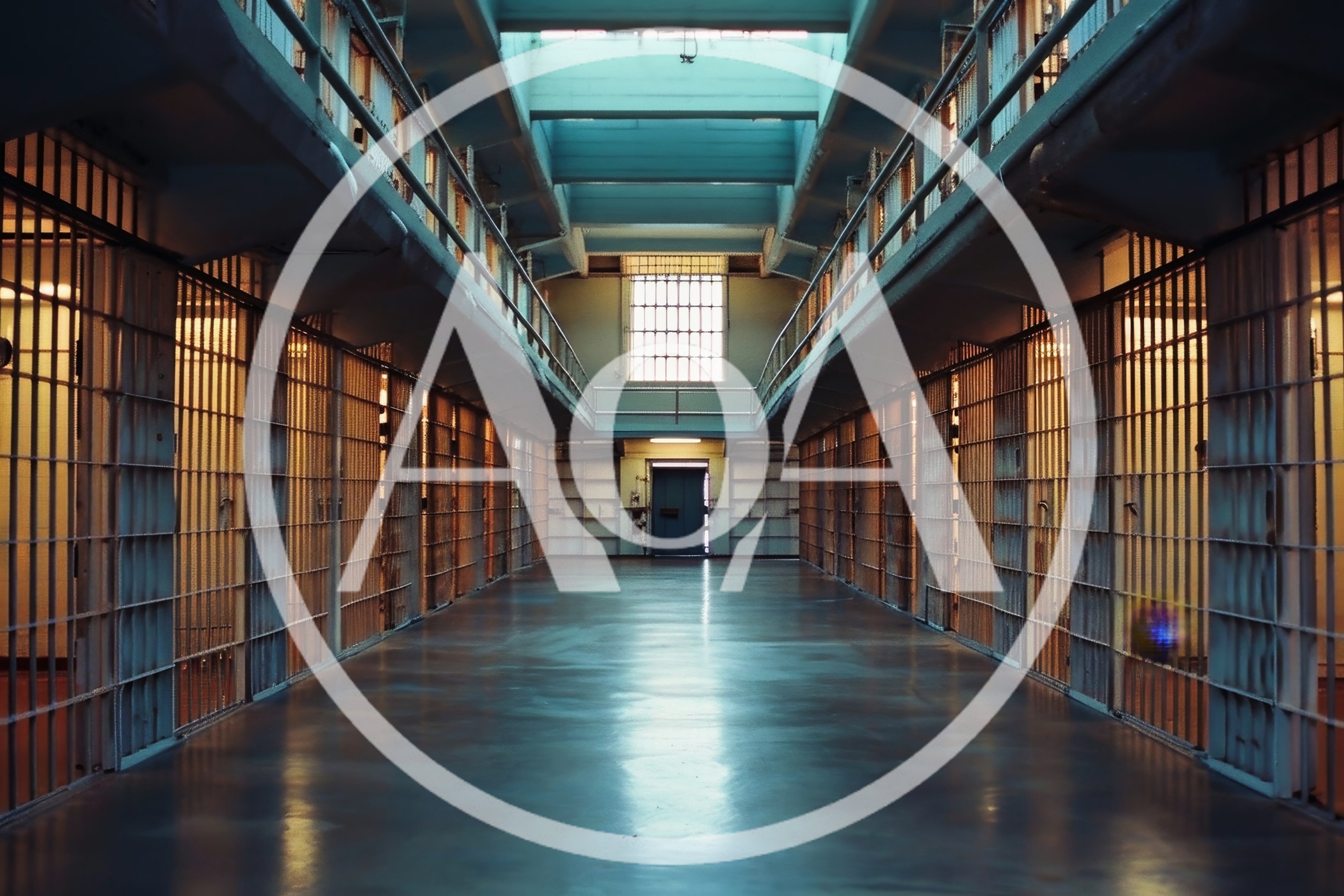 Empty Prison Cell Block Corridor
