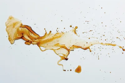 Golden Maple Syrup Splash On White Background