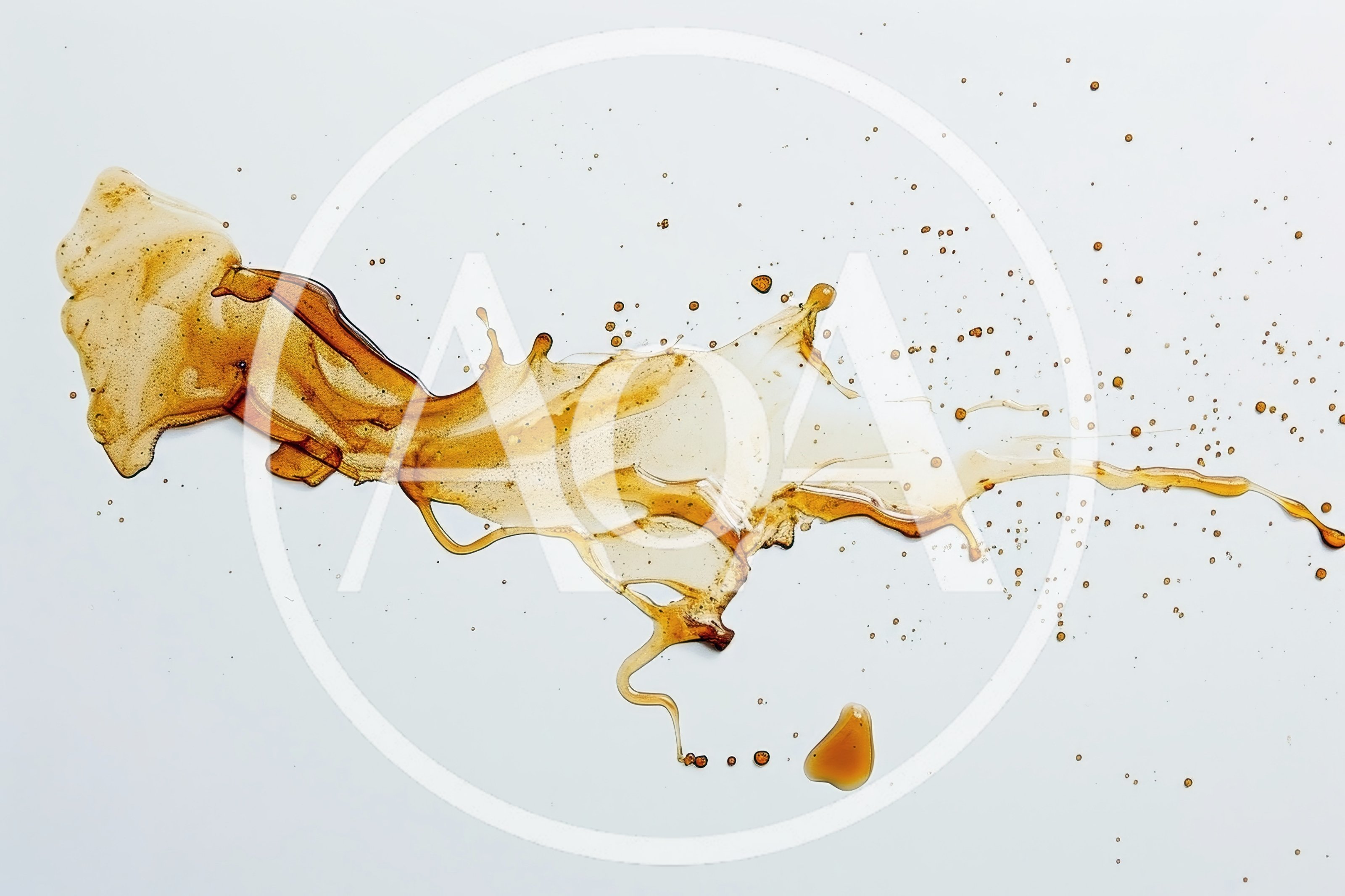 Golden Maple Syrup Splash On White Background