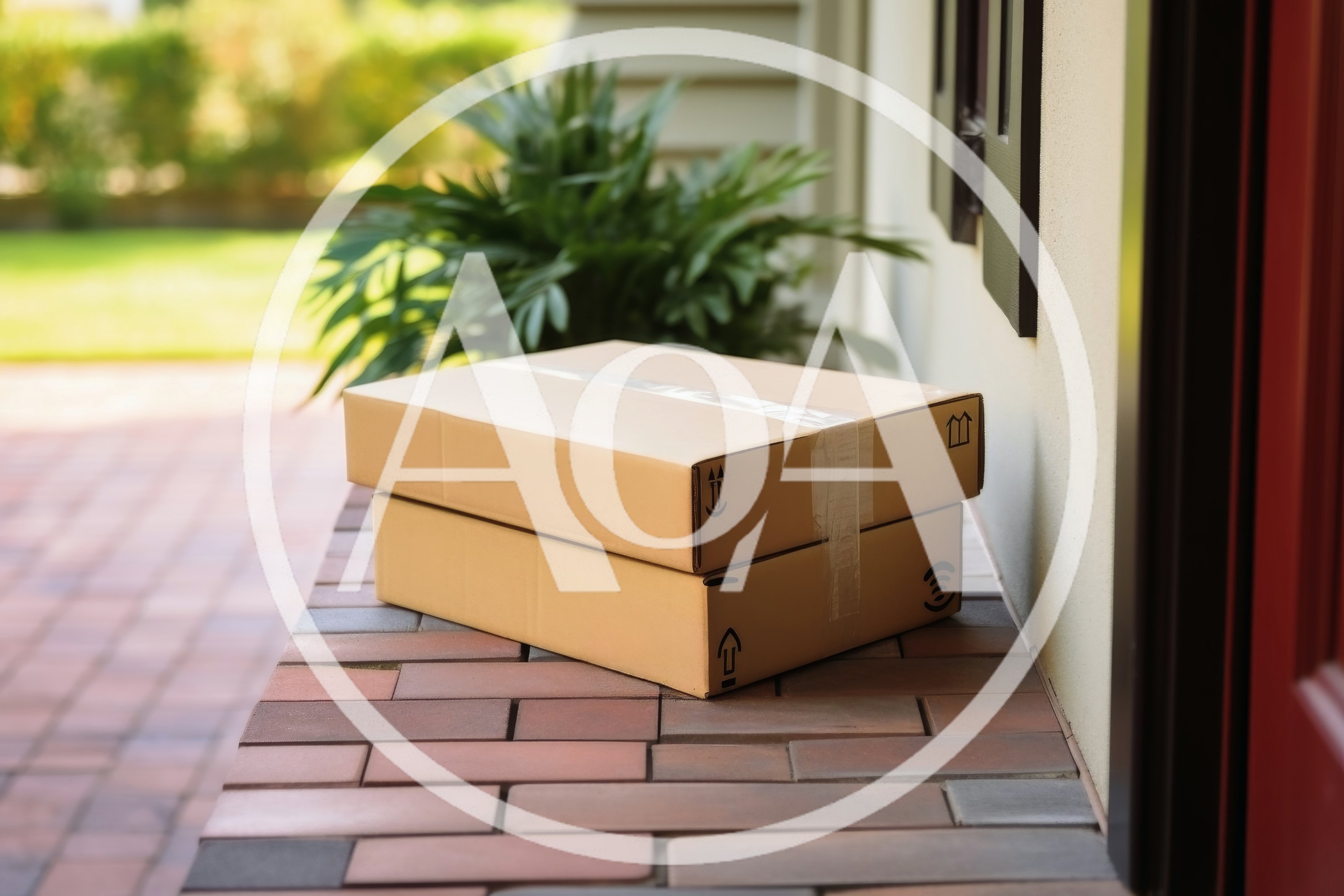 Two Stacked Cardboard Delivery Boxes On A Porch