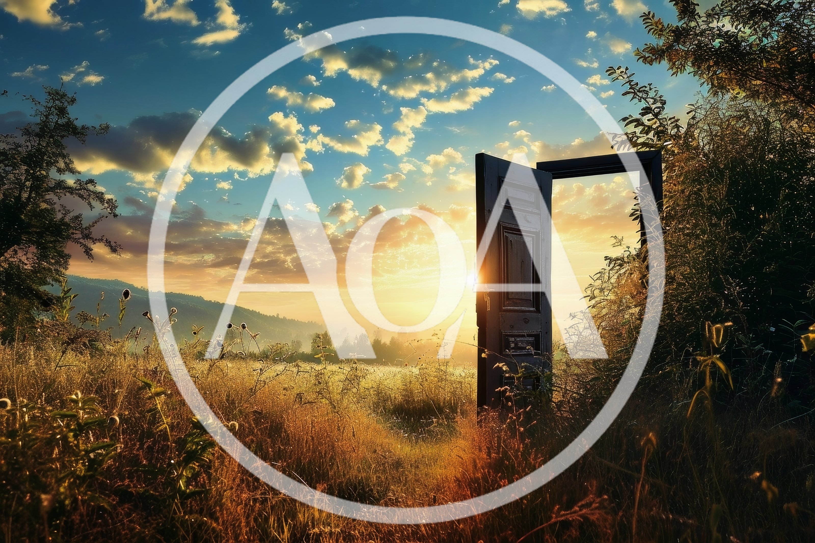 Surreal Open Door Standing In A Golden Meadow