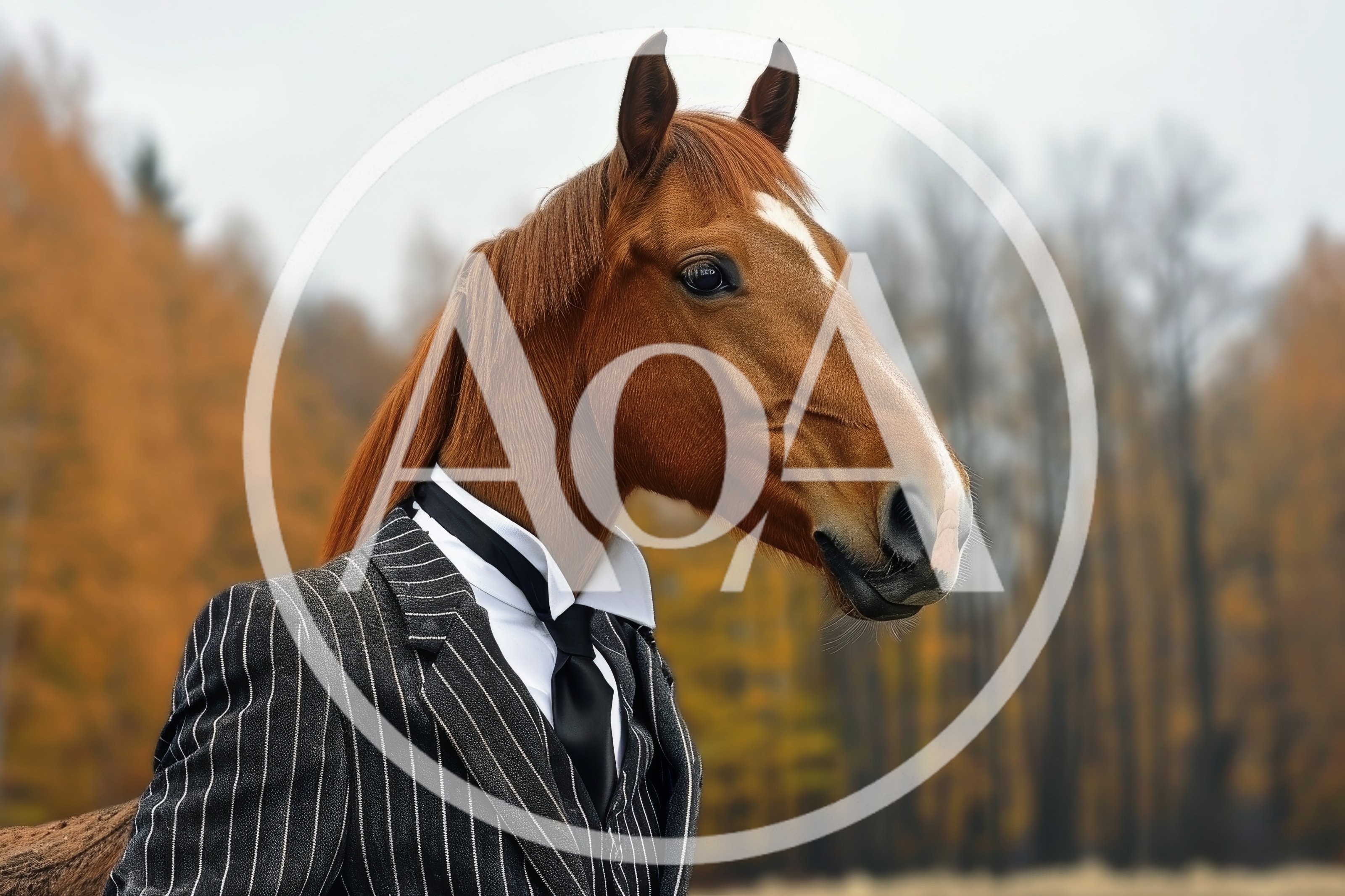 Anthropomorphic Horse Wearing A Formal Pinstripe Suit